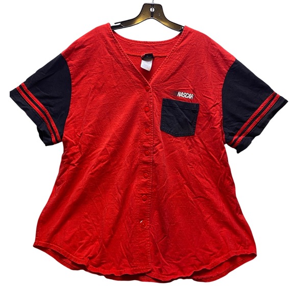 NASCAR Shirt Womens 26/28‎ 4XL Button Front Racing Spell Out Running Hot Red - Picture 3 of 11